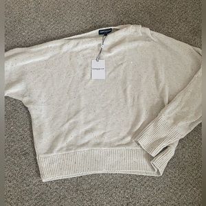 Generation Love Beige Off the Shoulder Sequin Sweater